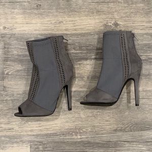 Qupid Knitted Peep-Toe Sock Booties